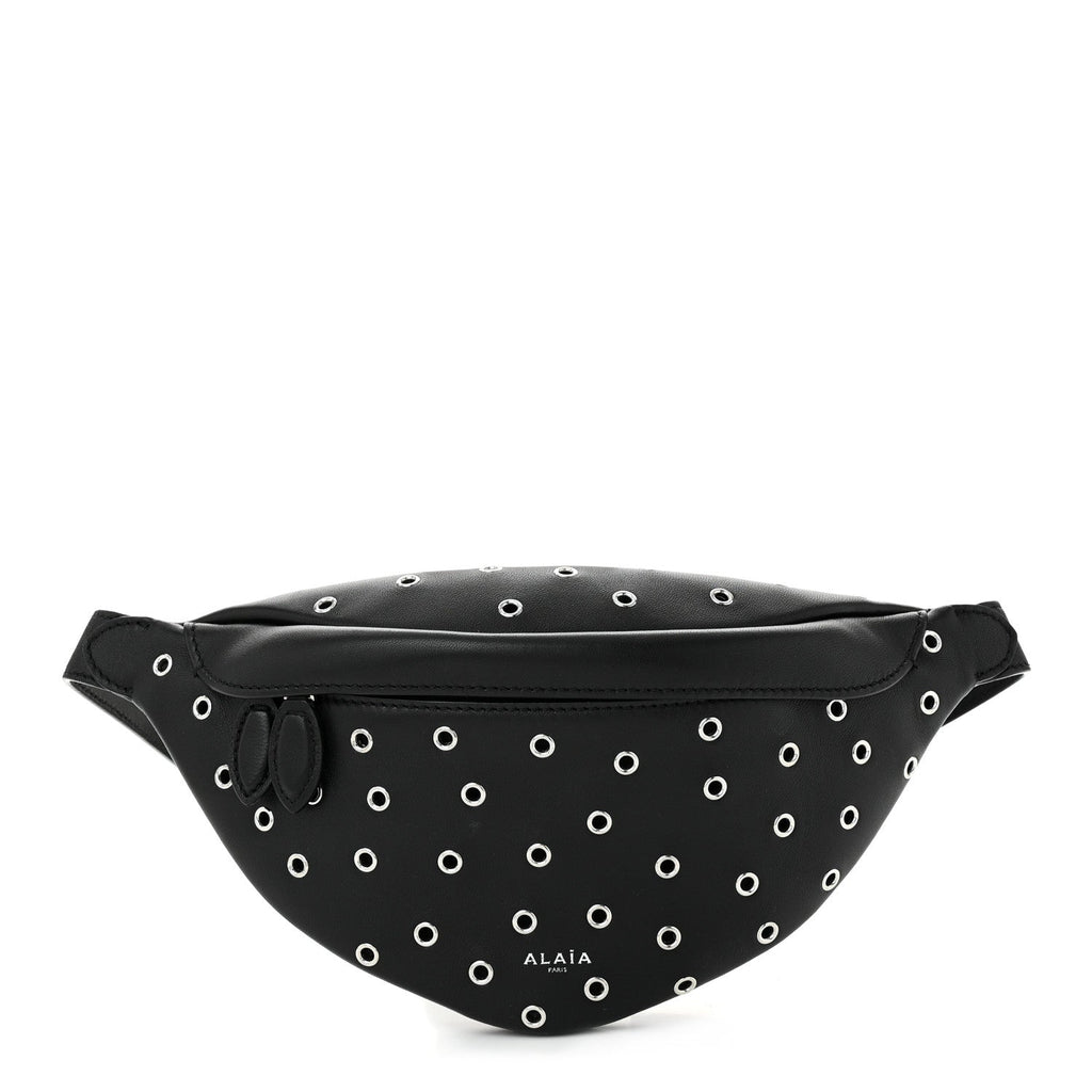 Lambskin Grommet Belt Bag Black
