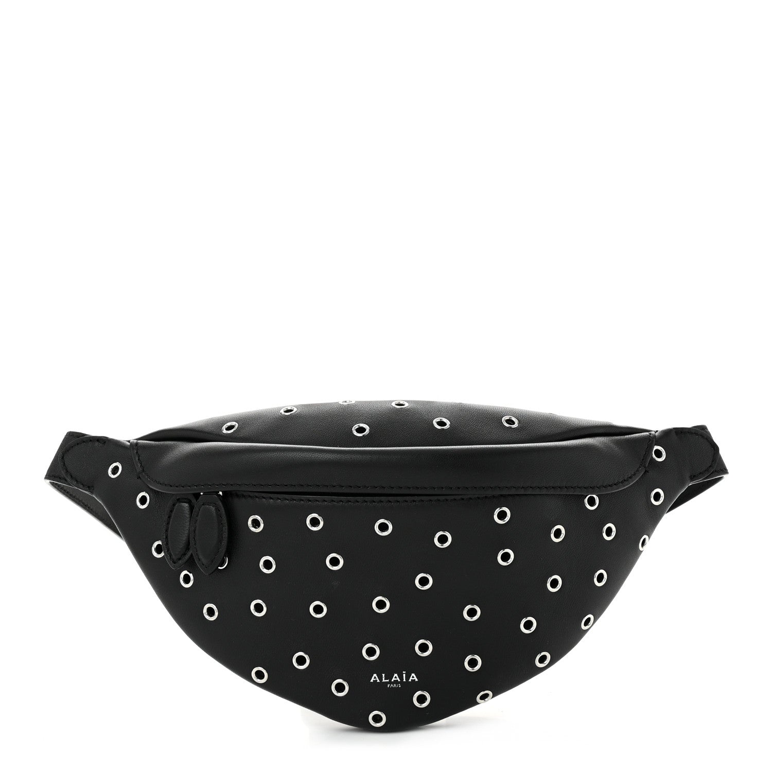 Lambskin Grommet Belt Bag Black