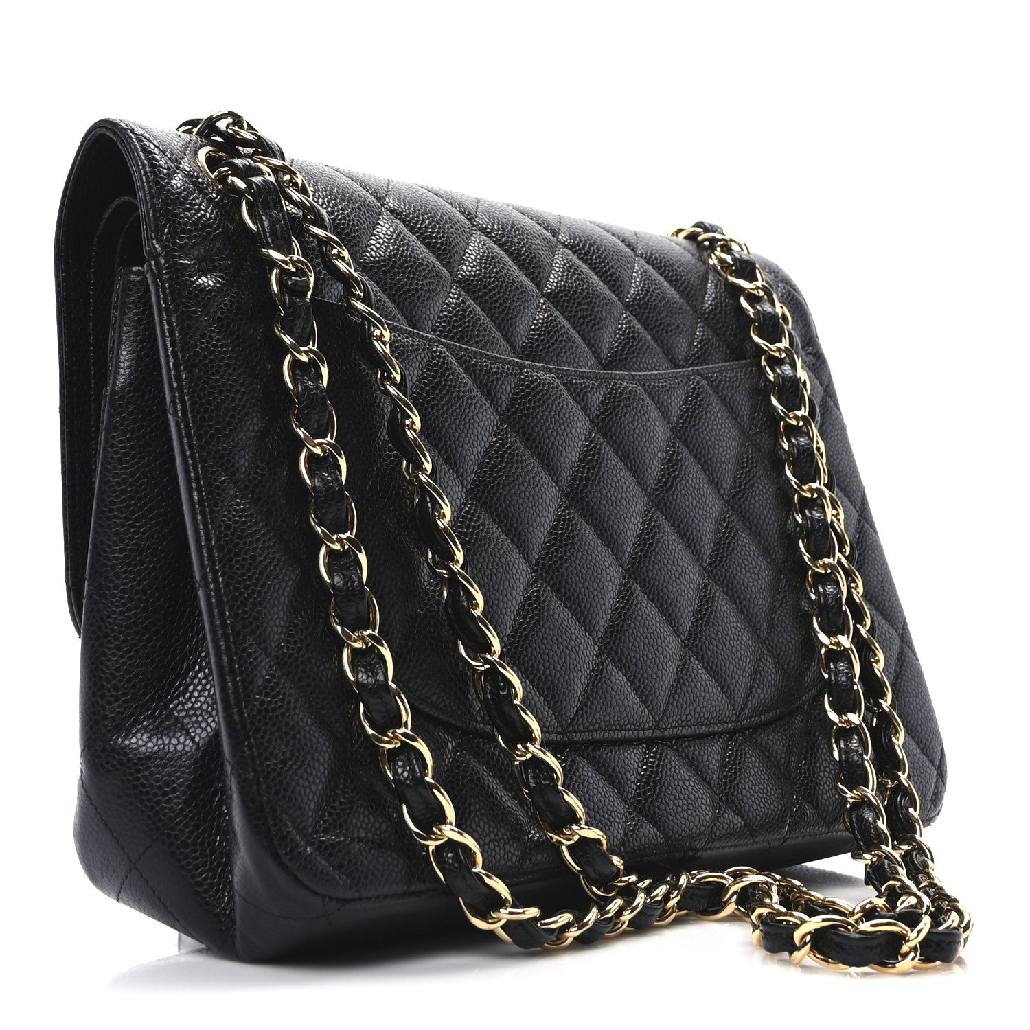 Caviar Quilted Jumbo Double Flap Black