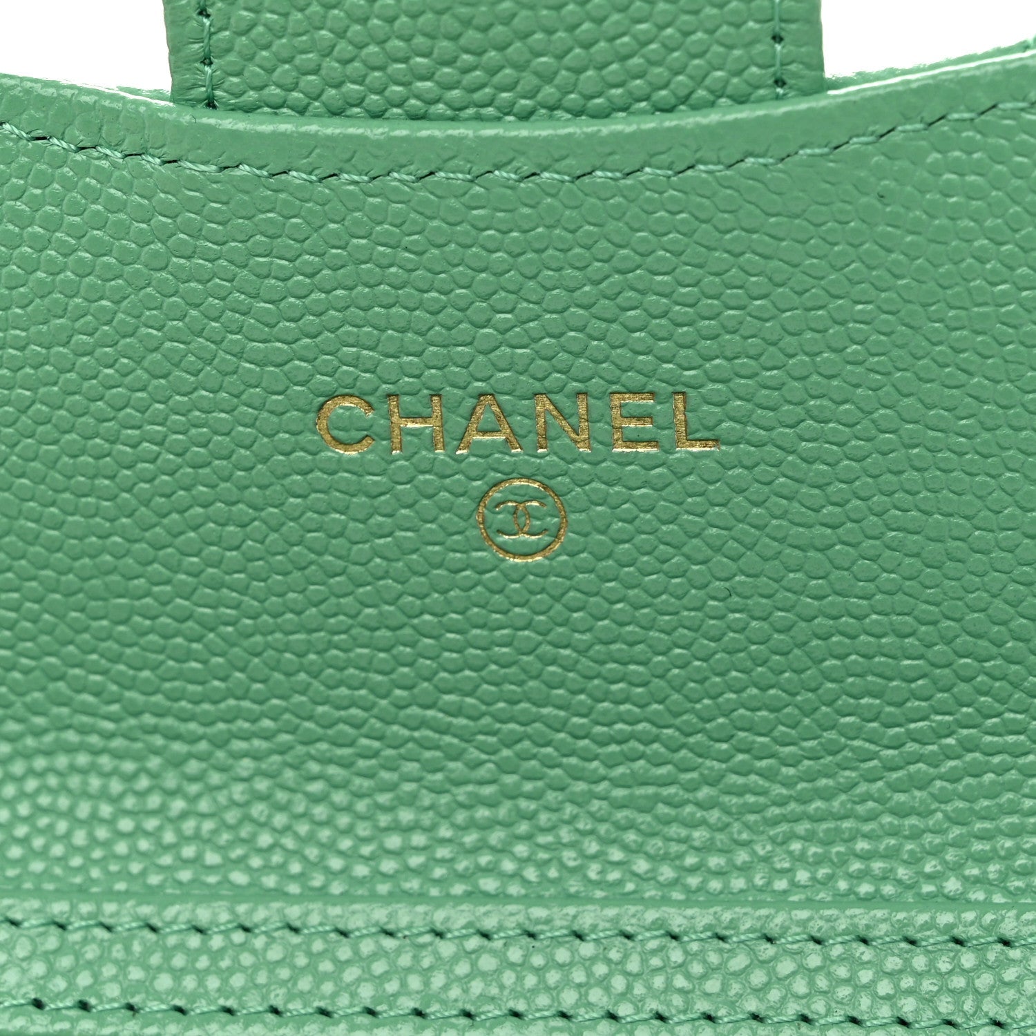 Caviar Quilted Flap  Holder On Chain Light Green