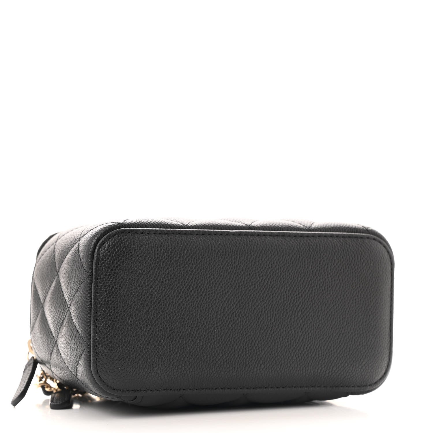 Caviar Quilted Small Tiny CC Vanity Case With Chain Black