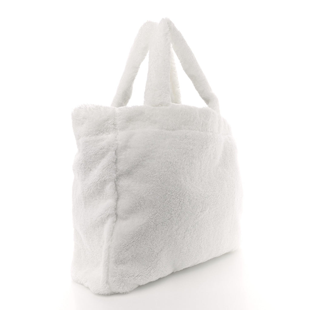 Terry Cloth Tote Bag White Black