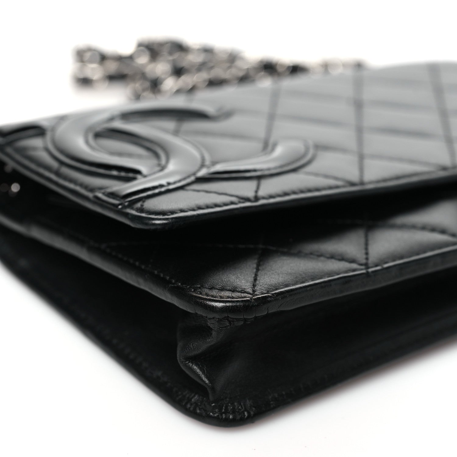 Calfskin Quilted Cambon Wallet on Chain WOC Black