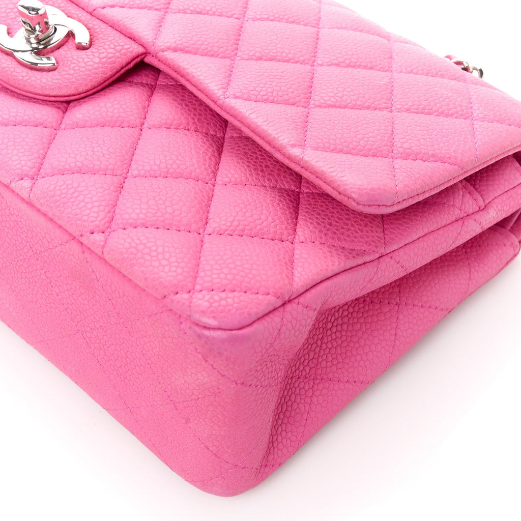 Caviar Quilted Medium Double Flap Pink