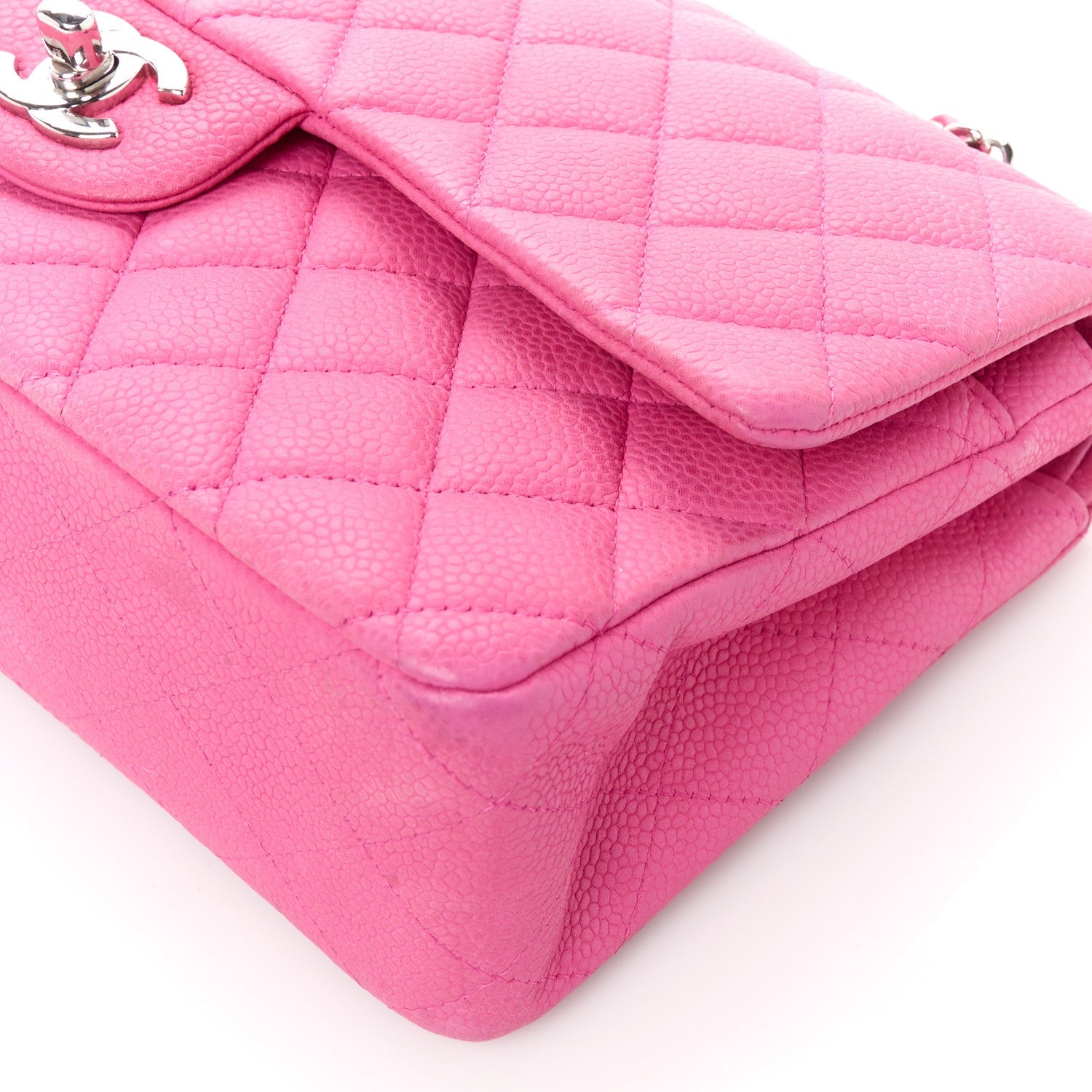 Caviar Quilted Medium Double Flap Pink