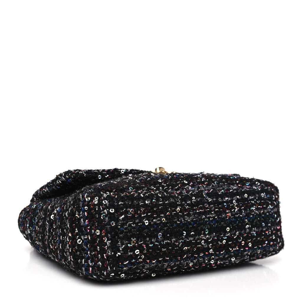 Tweed Sequin Quilted Medium Chanel 19 Flap Black Multicolor