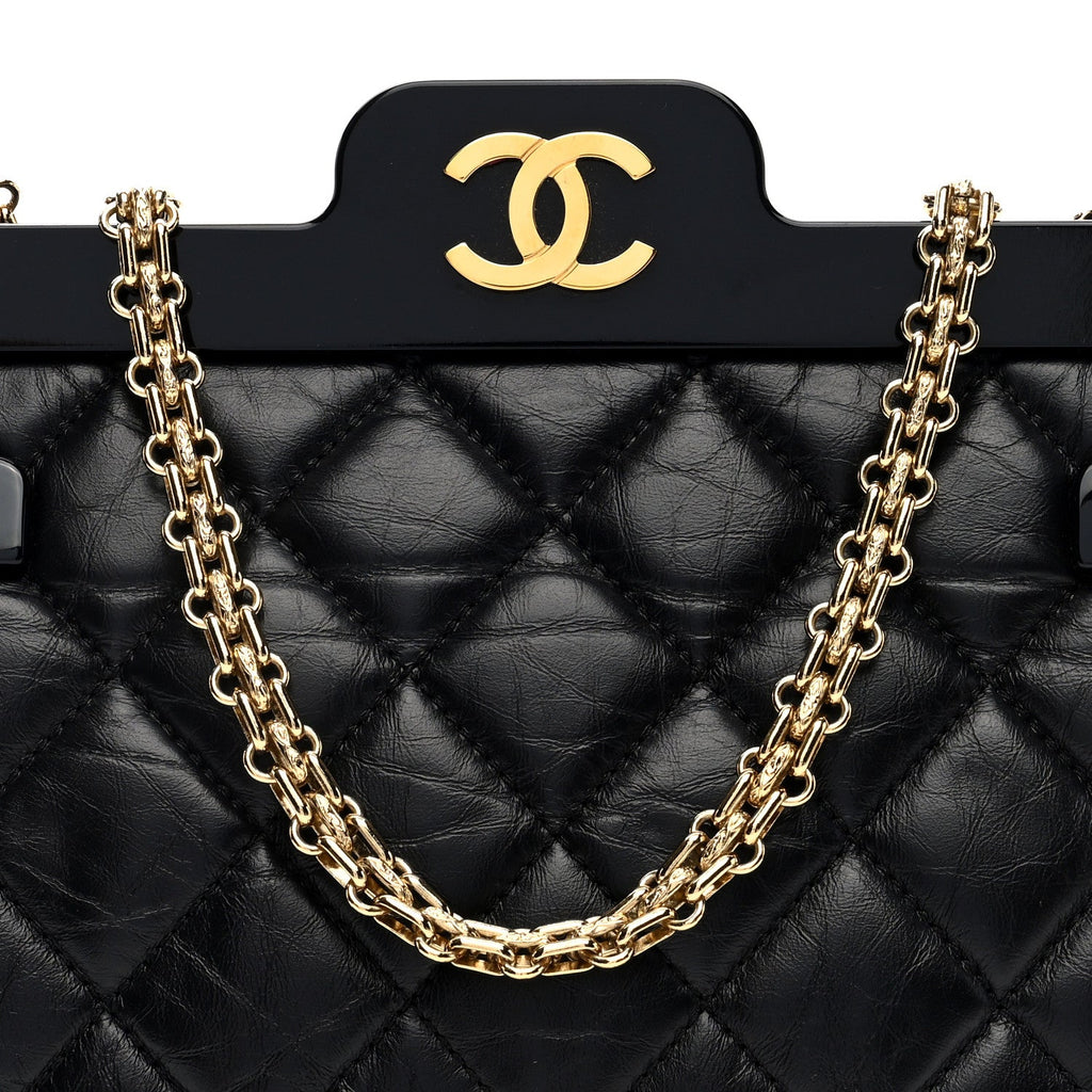 Aged Calfskin Quilted 2.55 Reissue 225 Hanger Flap Black