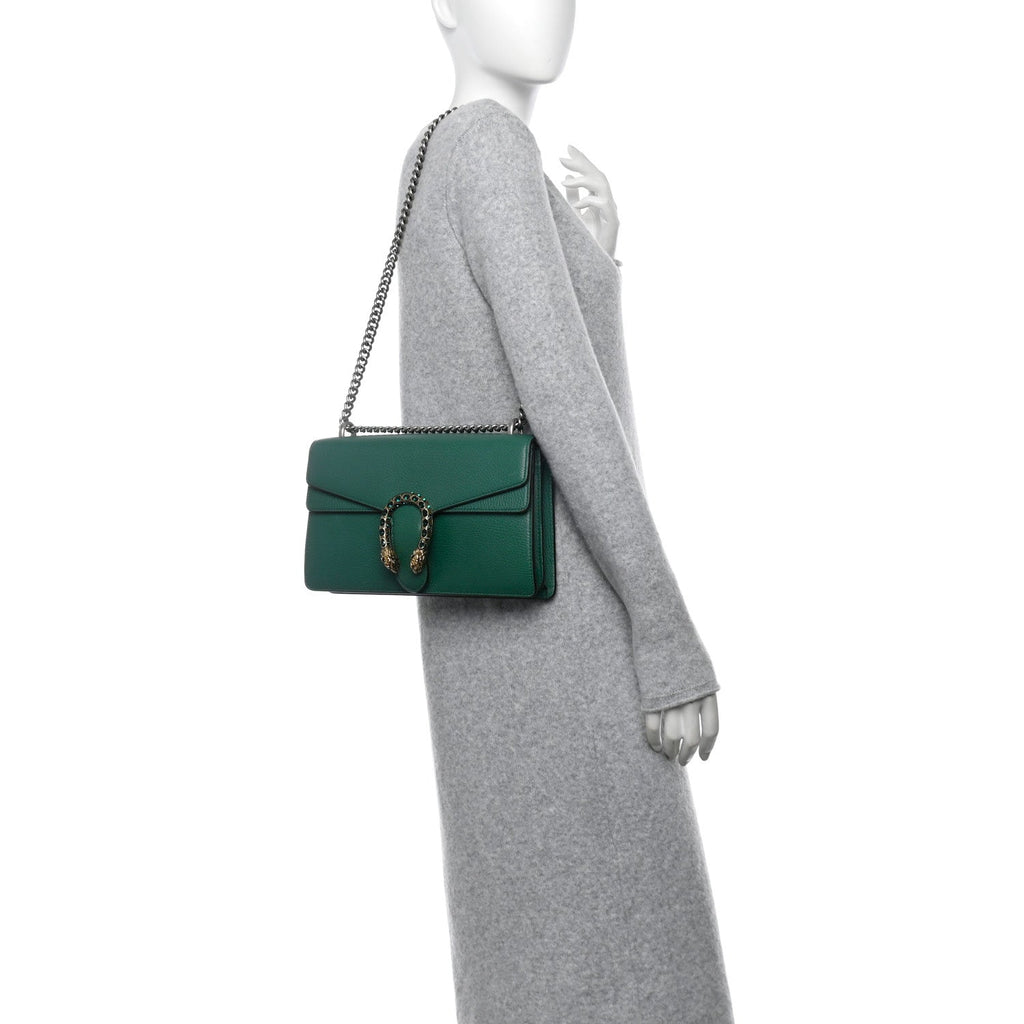 Pebbled Calfskin Small Dionysus Shoulder Bag Emerald