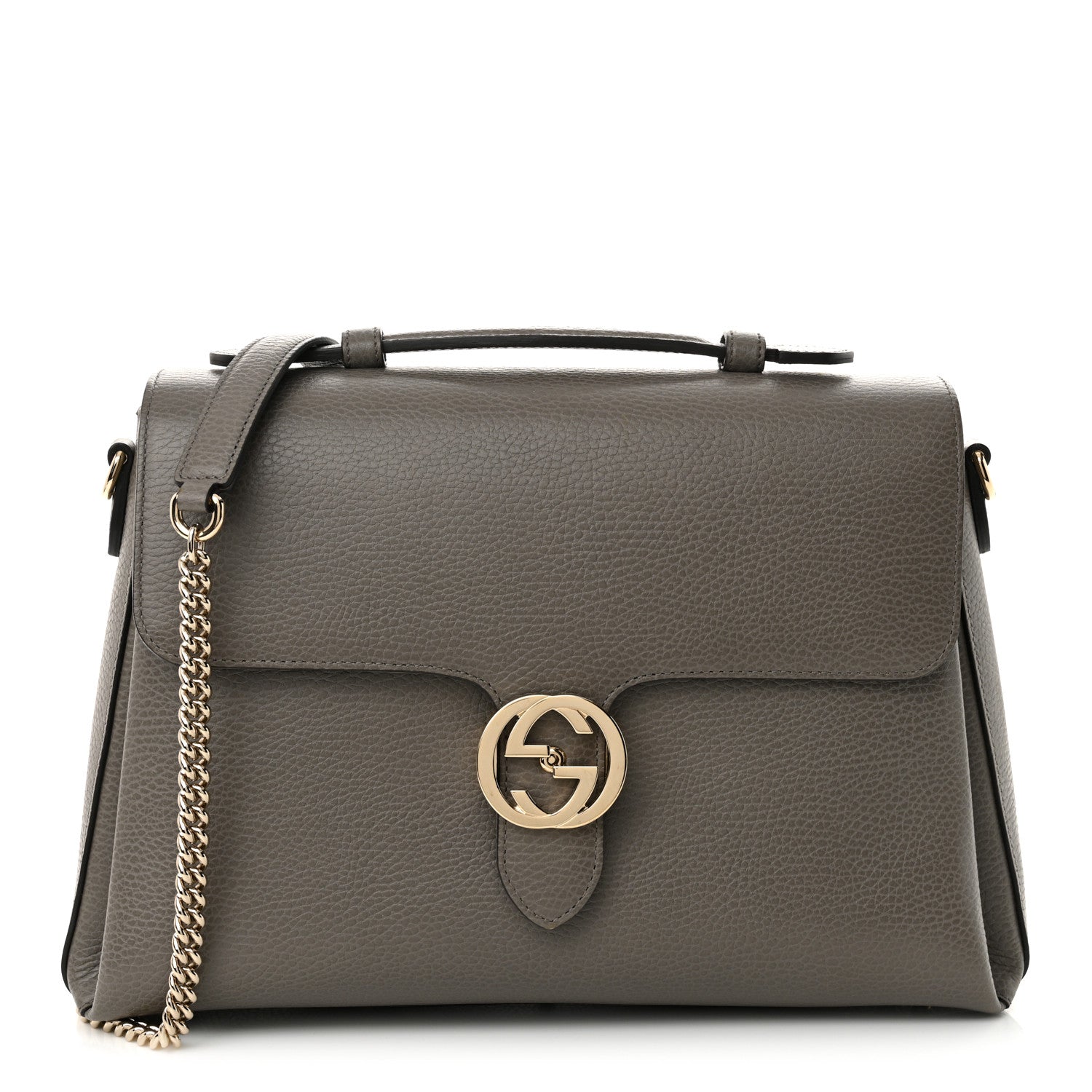 Dollar Calfskin Interlocking G Top Handle Shoulder Bag Loess
