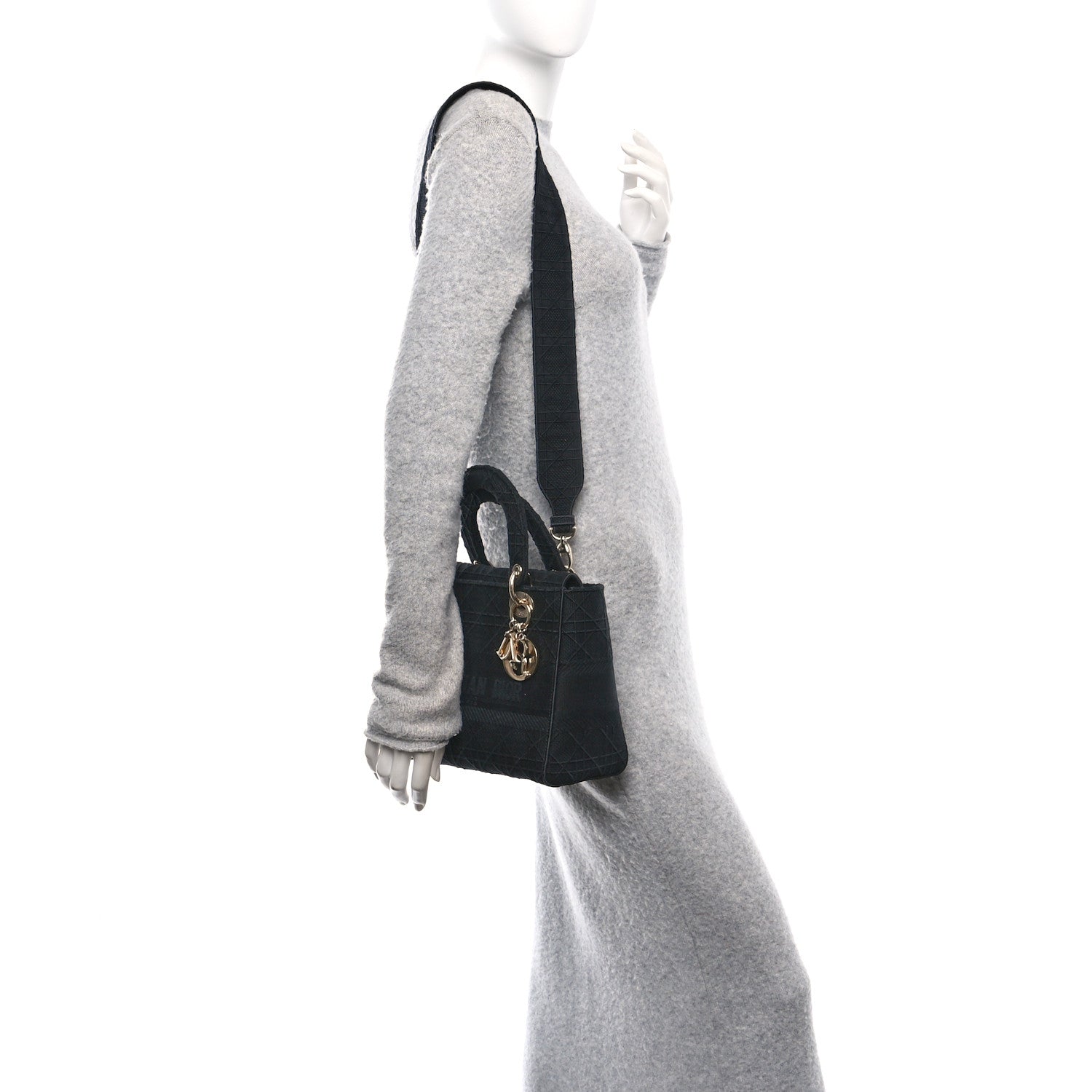 Canvas Embroidered Cannage Medium Lady D-Lite Black