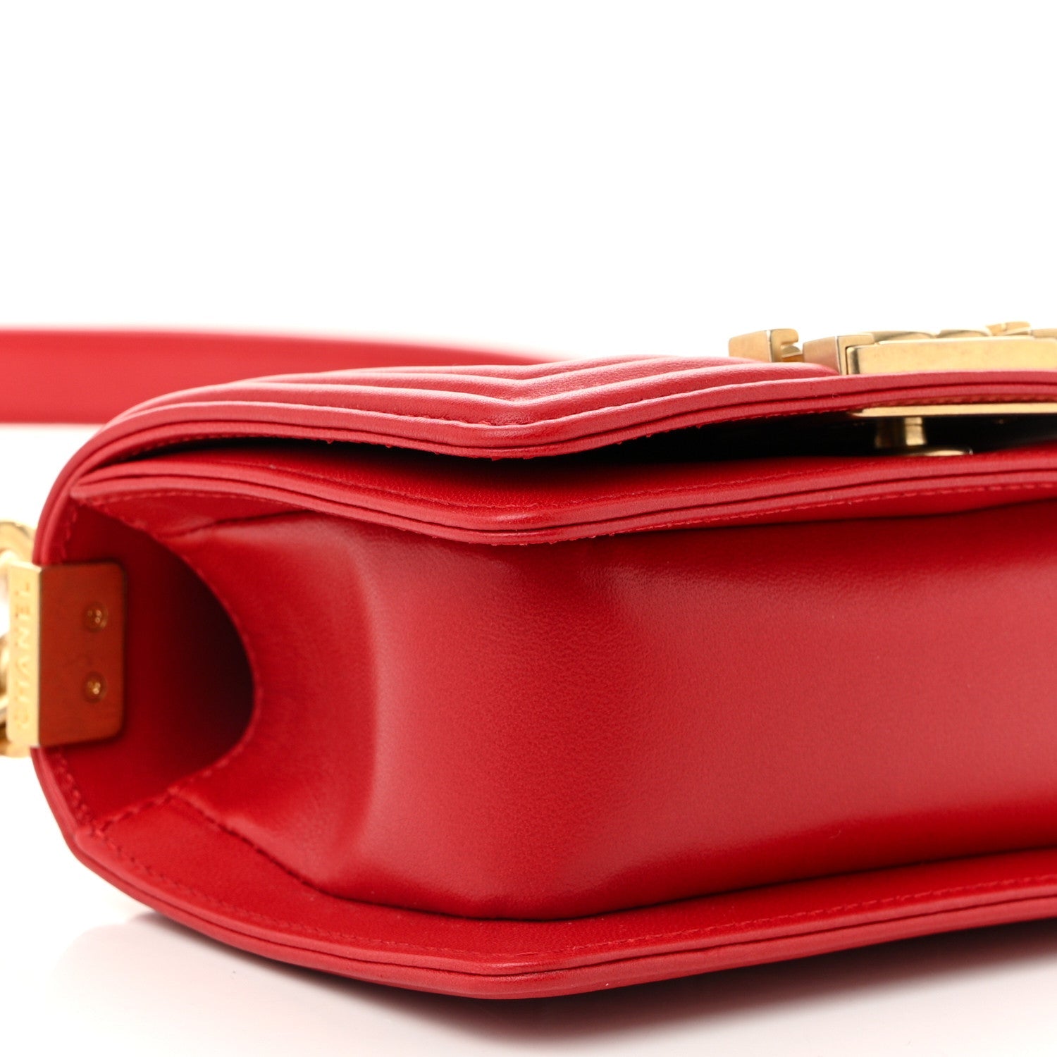 Lambskin Quilted Mini Boy Flap Red