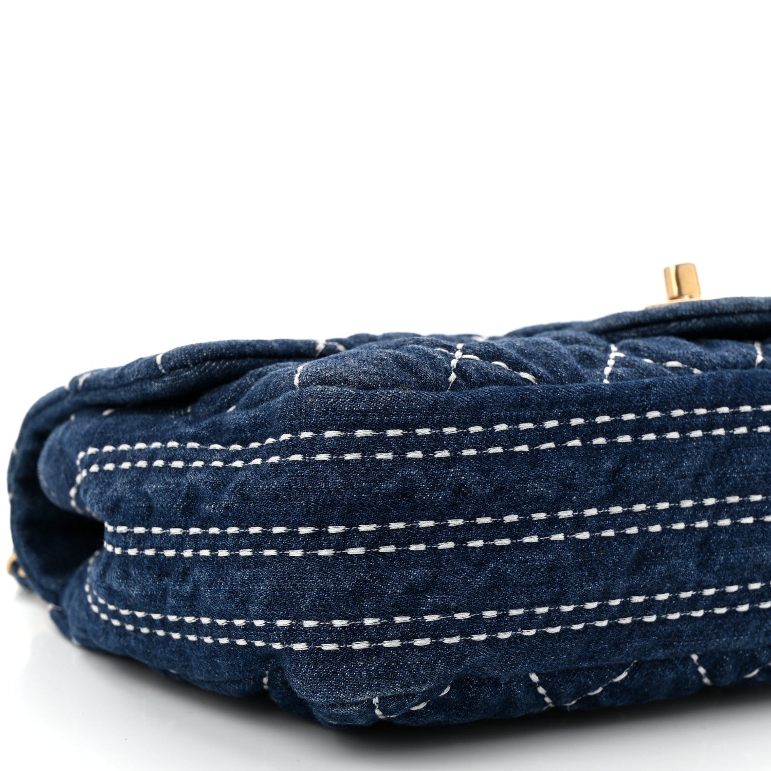 Denim Quilted Medium Denim Trip Single Flap Blue