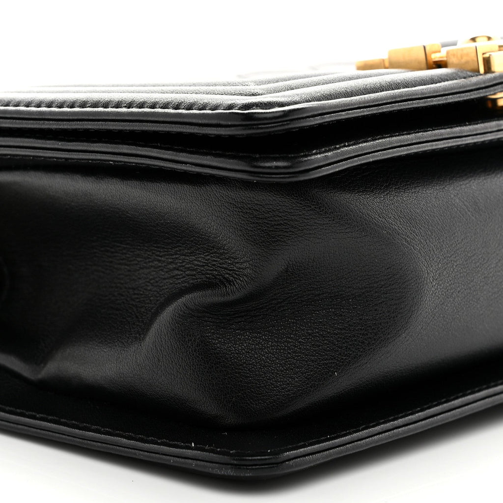 Lambskin Quilted Small Boy Flap Black