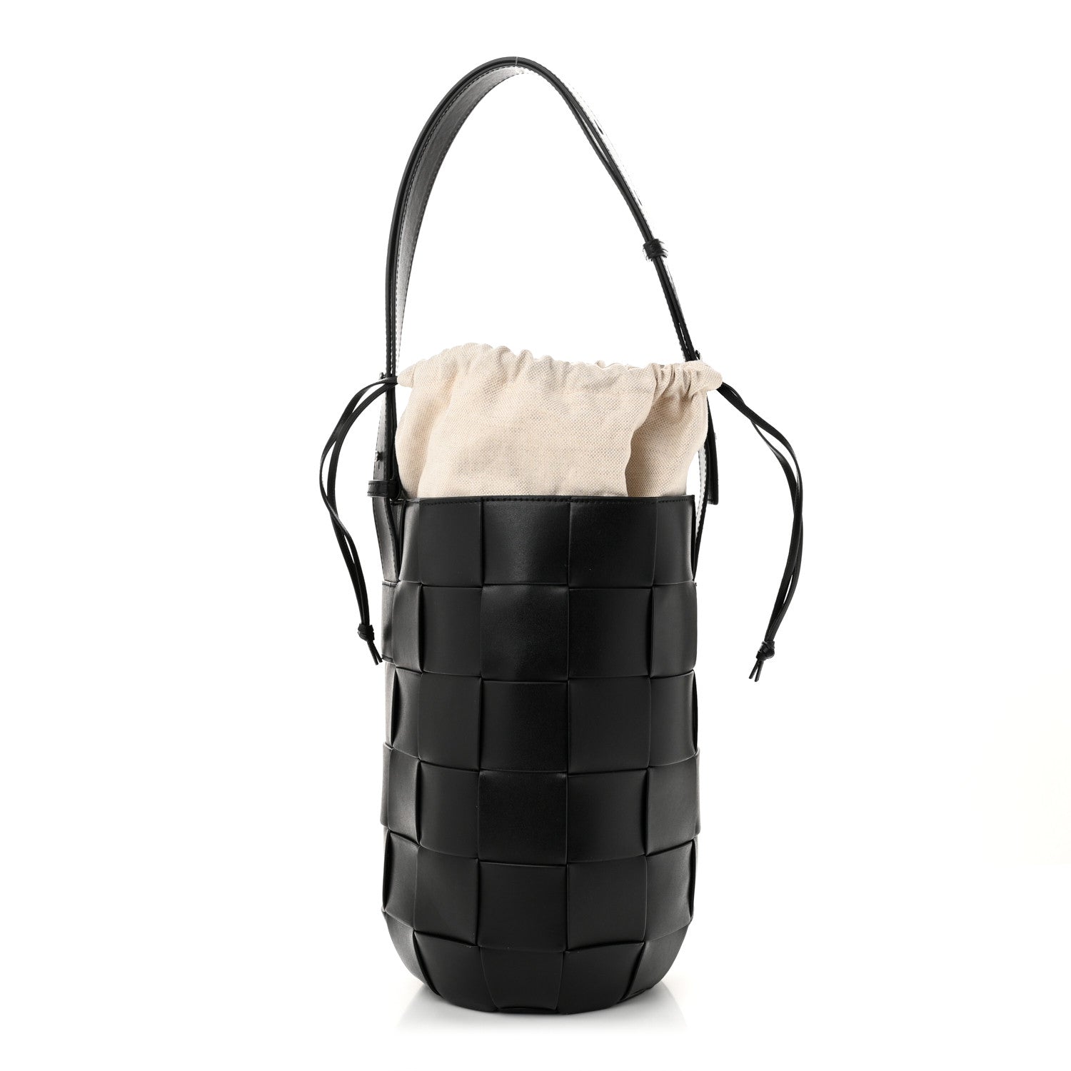 Nappa Maxi Intrecciato Cassette Lantern Bucket Bag Black