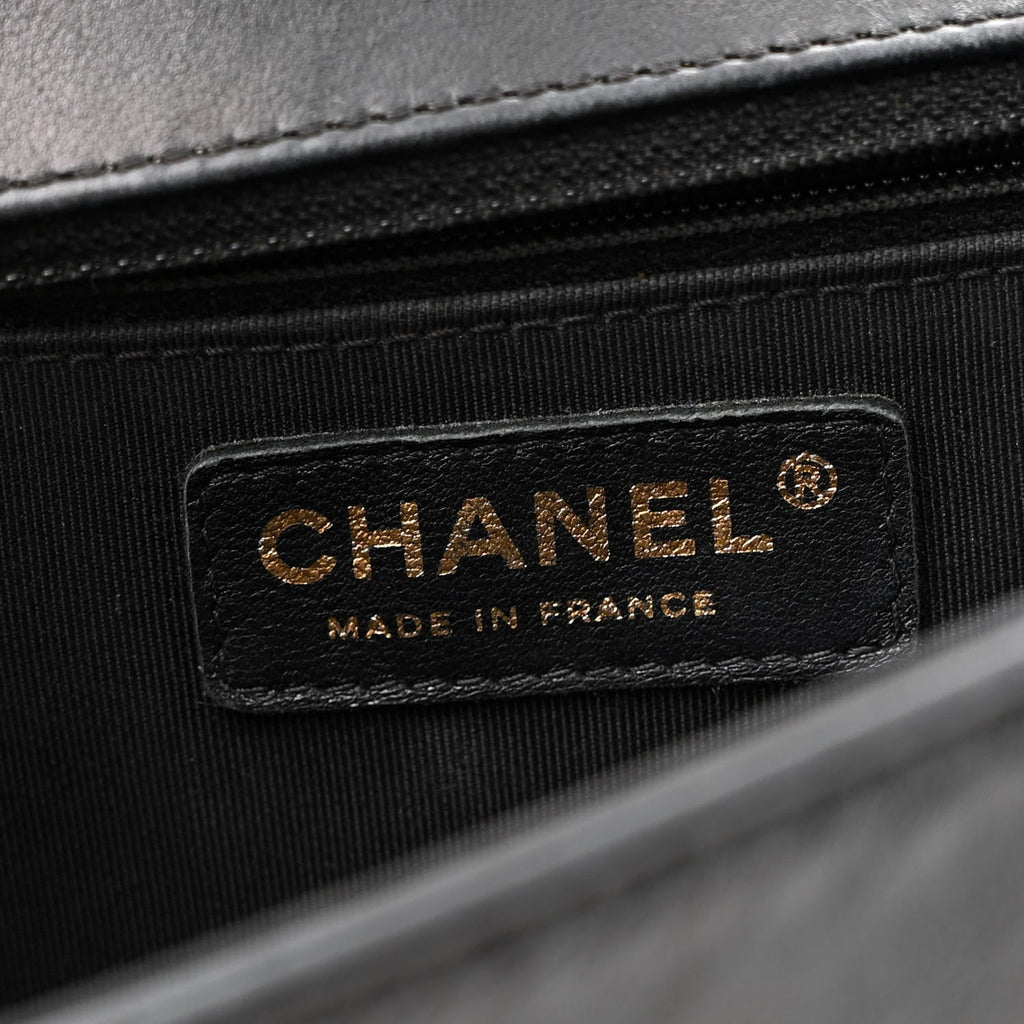 Lambskin Quilted New Medium Boy Flap Black