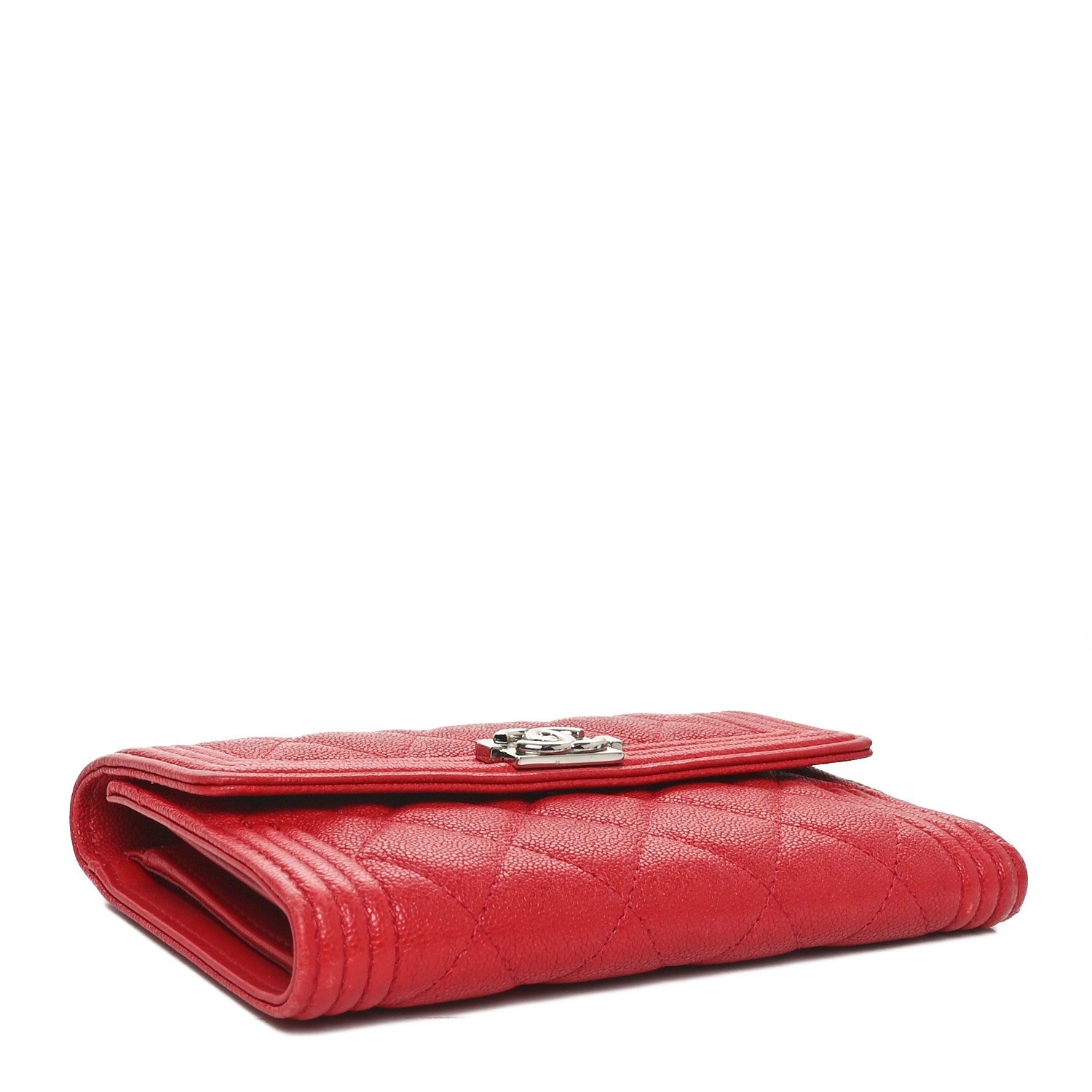 Caviar Quilted Medium Boy Flap Wallet Red