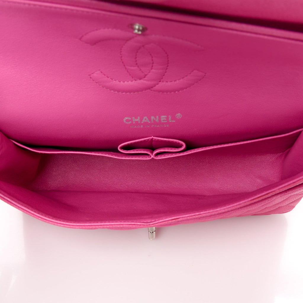 Caviar Quilted Medium Double Flap Pink