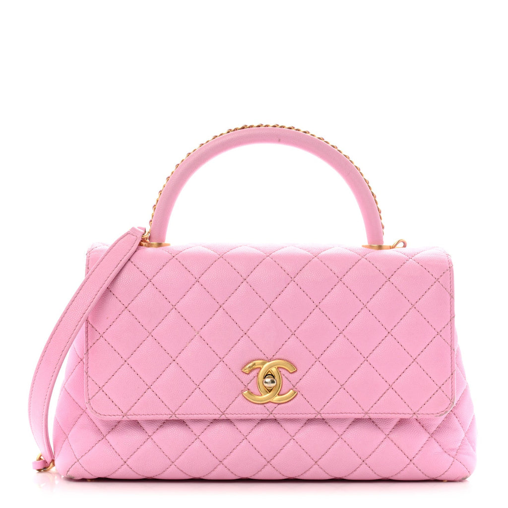 Caviar Quilted Small Coco Chain Handle Flap Lilac