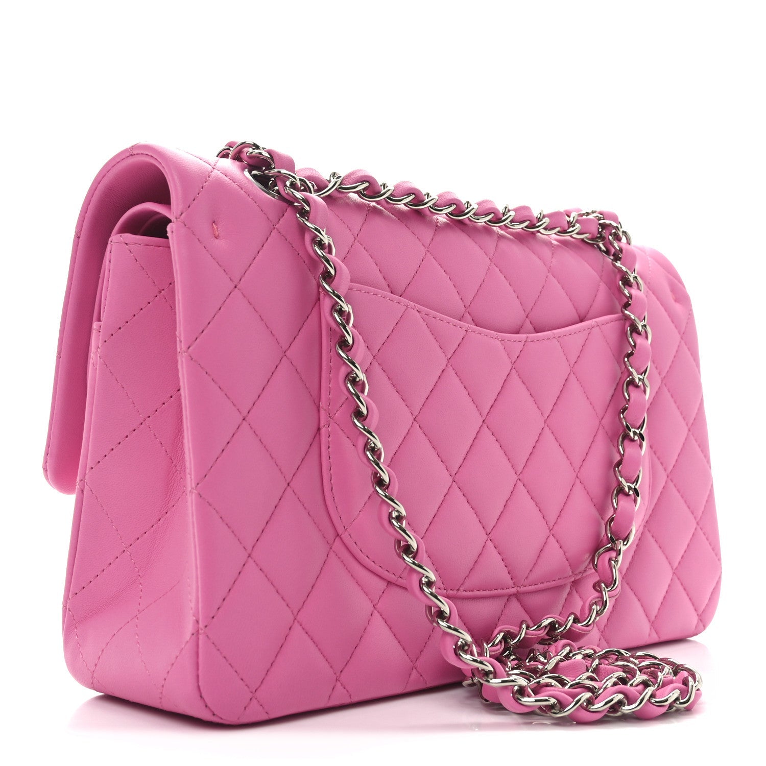 Lambskin Quilted Medium Double Flap Pink