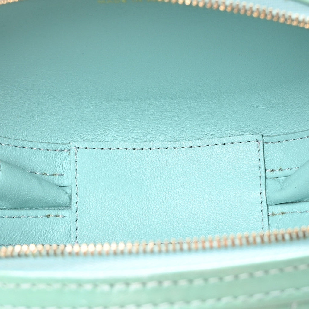 Calfskin Chevron Stitched Evening Bag Blue