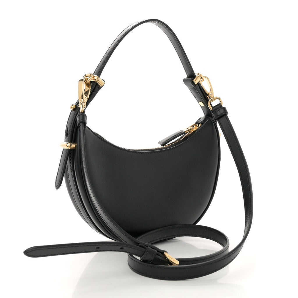 Soft Calfskin Arque Shoulder Bag Black