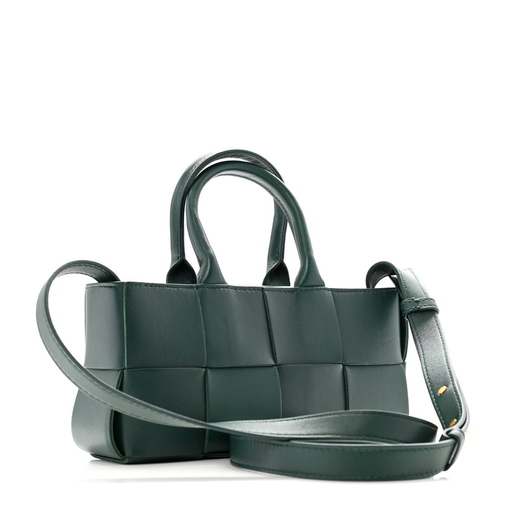 Nappa Maxi Intreccio Mini Arco East West Tote Emerald Green