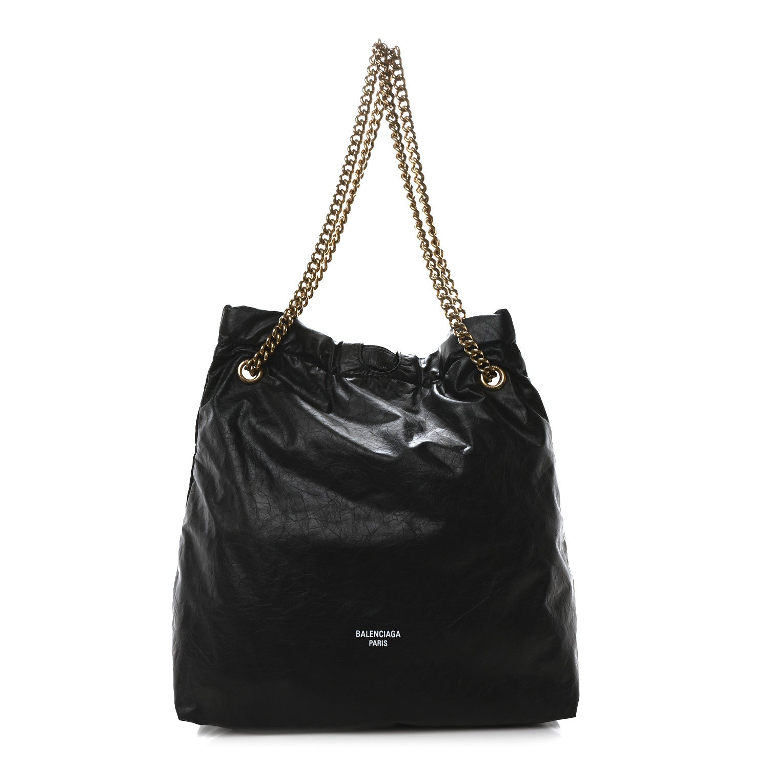 Crushed Calfskin Medium Crush Tote Bag Black