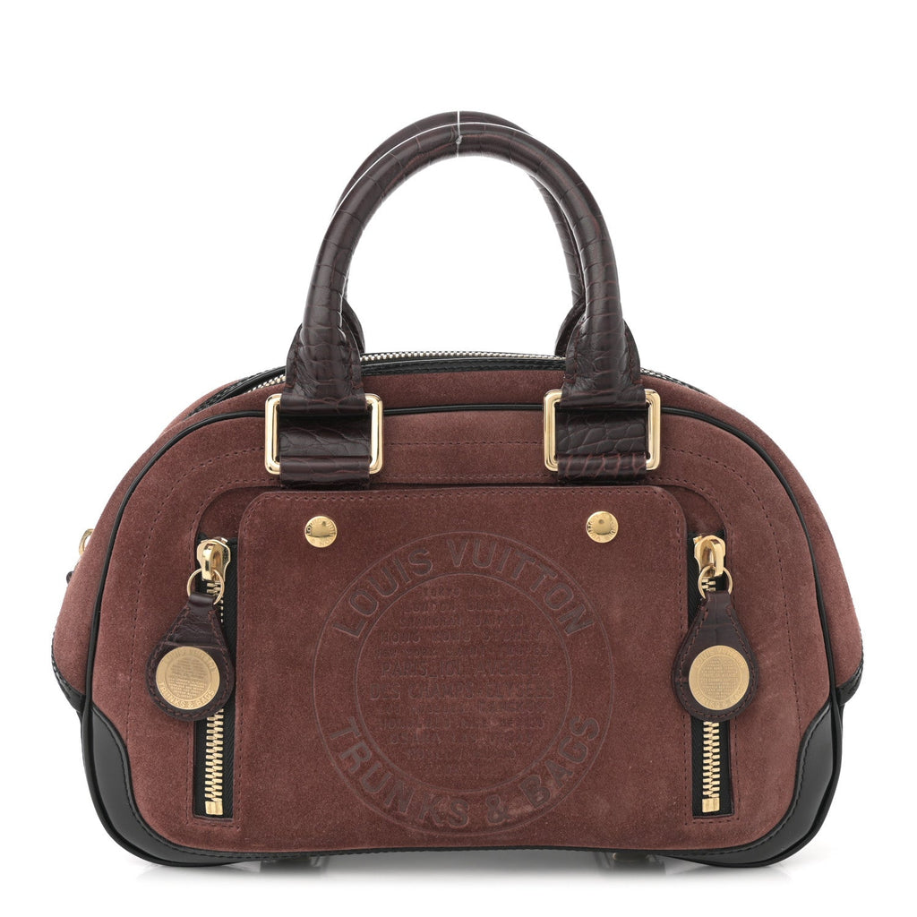 Suede Stamped Alligator Embossed Havane Bowler PM  Brun