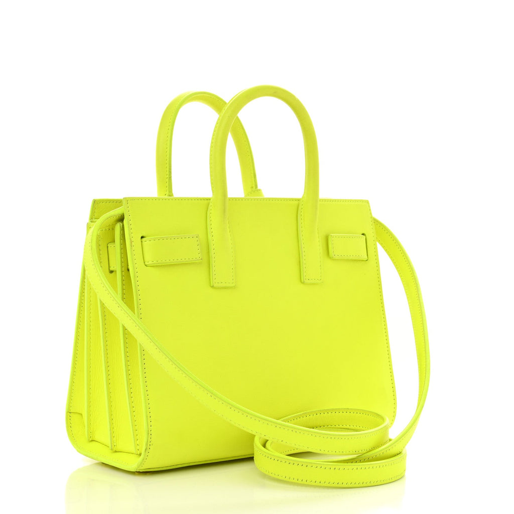 Calfskin Nano Sac De Jour Neon Yellow