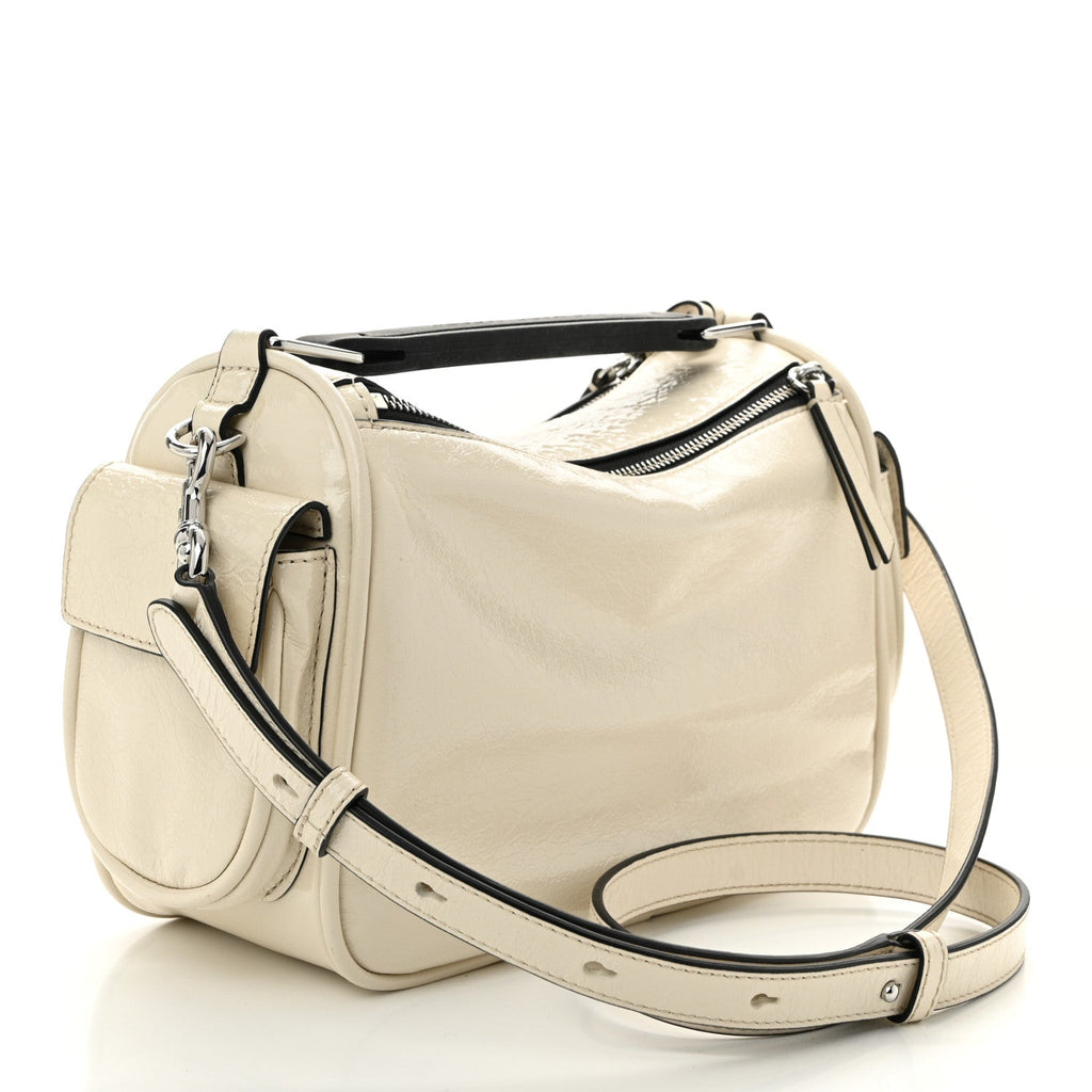 Patent Calfskin Soft Box 23 Shoulder Bag Ivory
