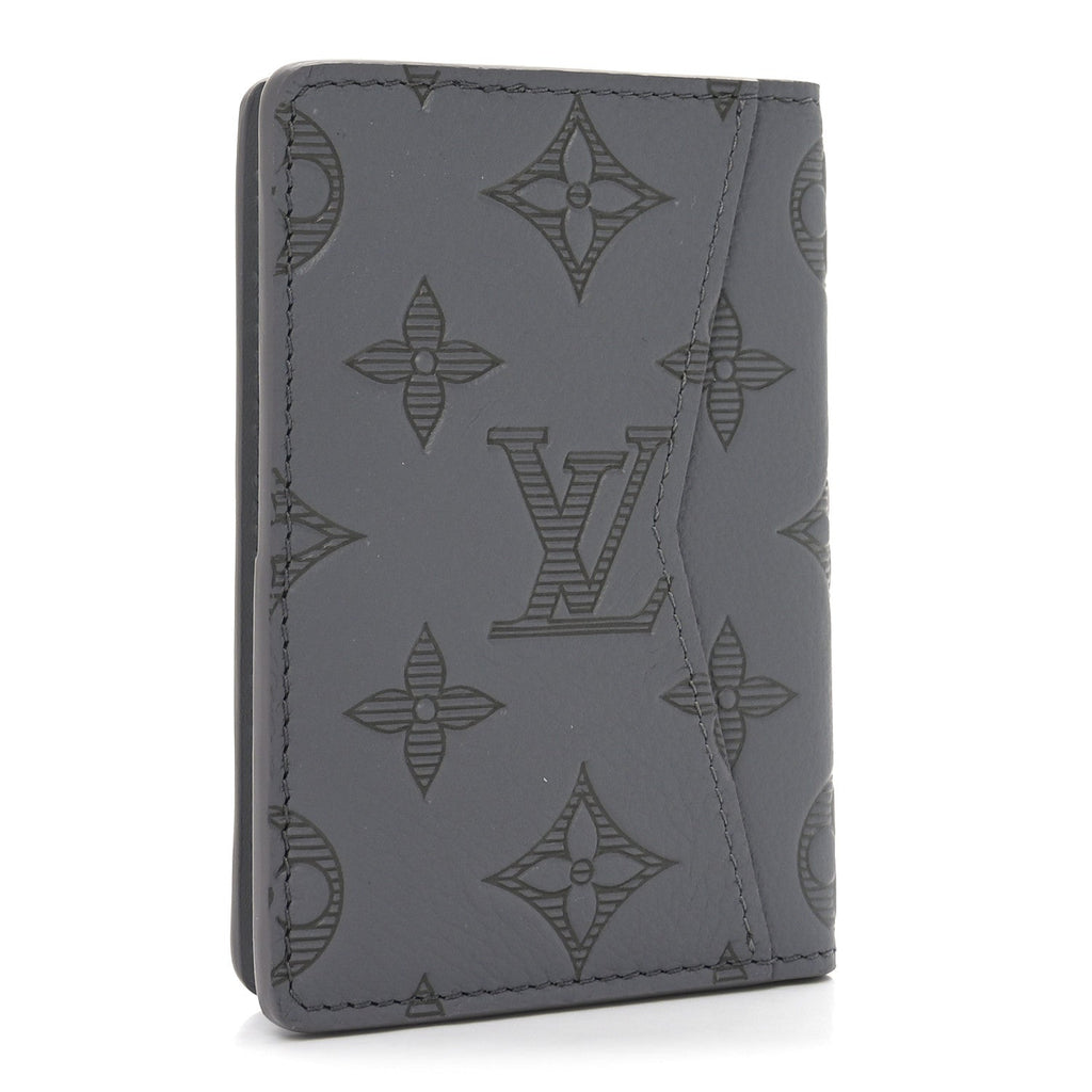 Calfskin Monogram Shadow Pocket Organizer Antarctic Grey