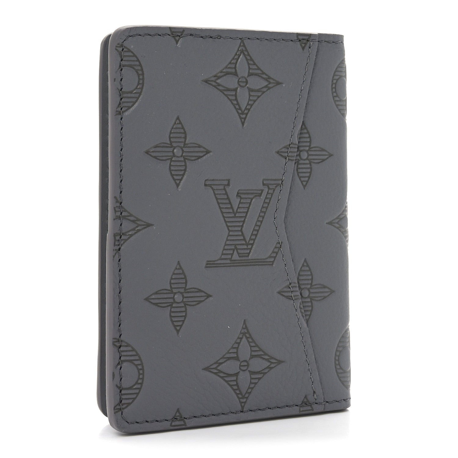 Calfskin Monogram Shadow Pocket Organizer Antarctic Grey