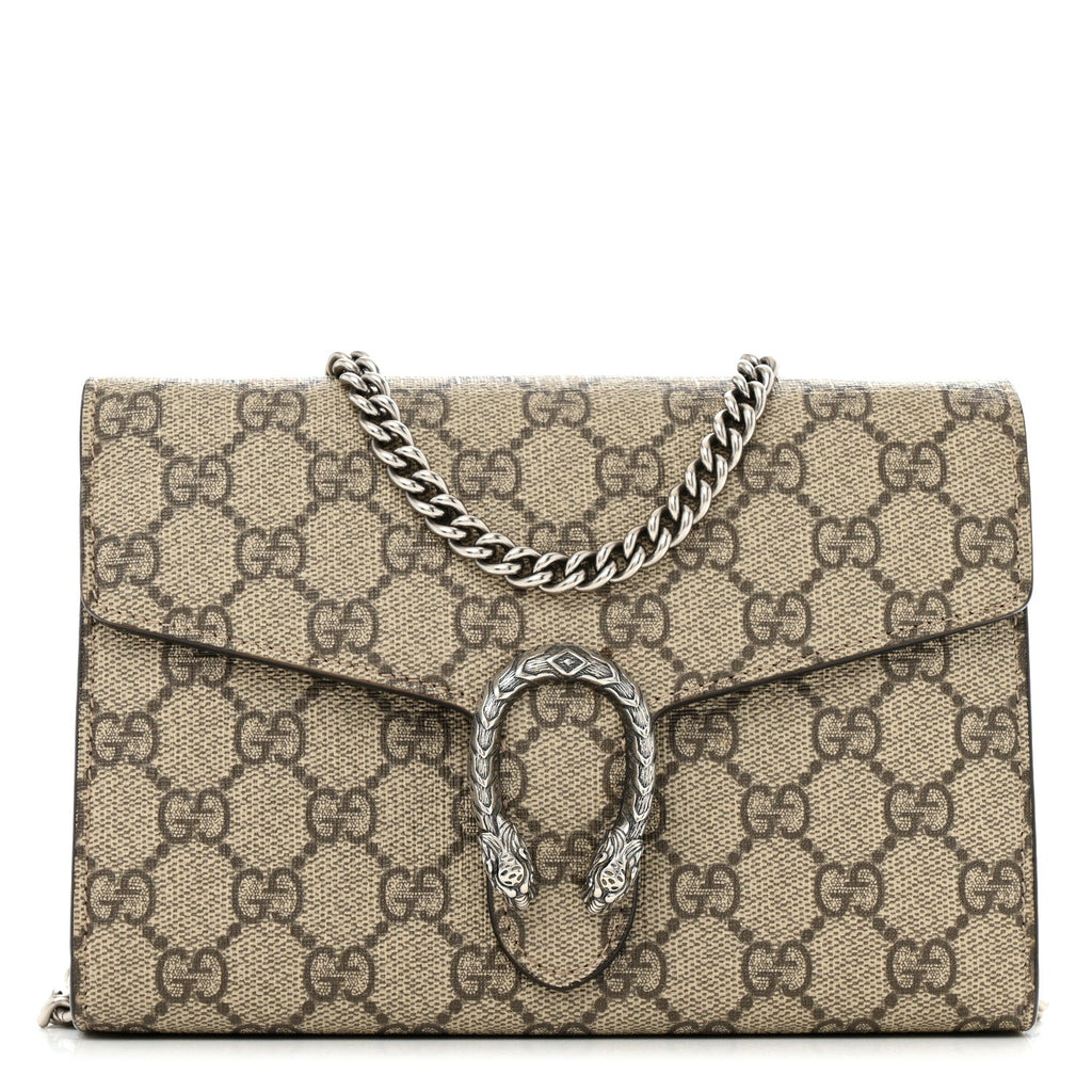 GG Supreme Monogram Mini Dionysus Chain Wallet Beige Taupe