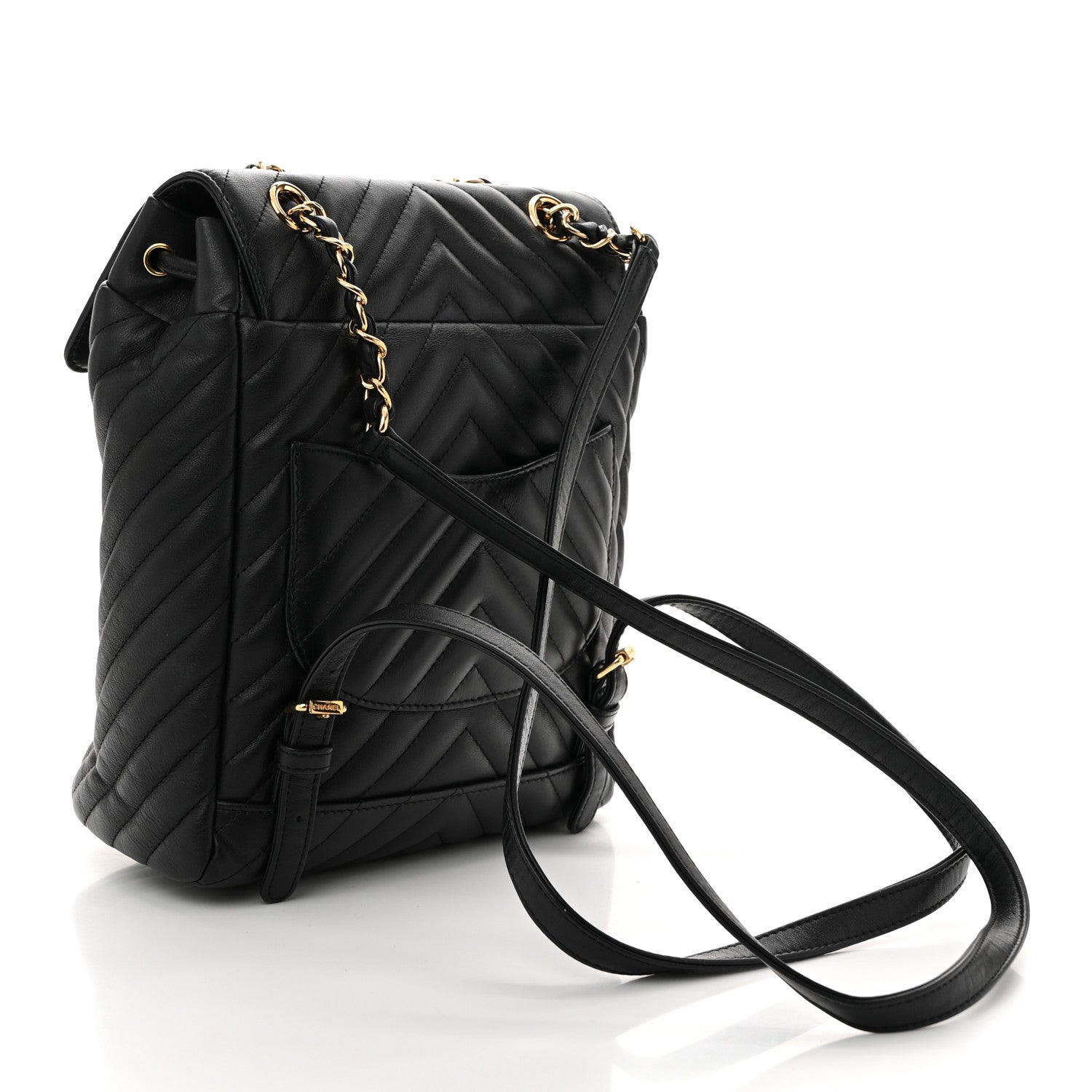 Calfskin Chevron Quilted Small Urban Spirit Backpack Black
