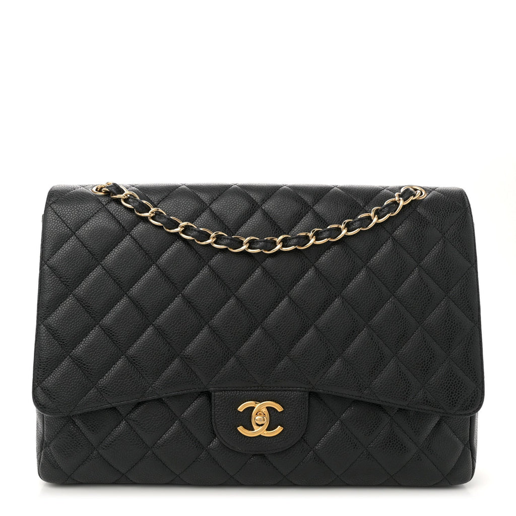 Caviar Quilted Maxi Single Flap Black