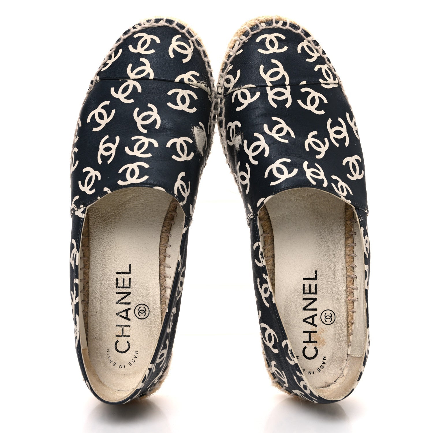 Lambskin Printed CC Espadrilles 36 Black White