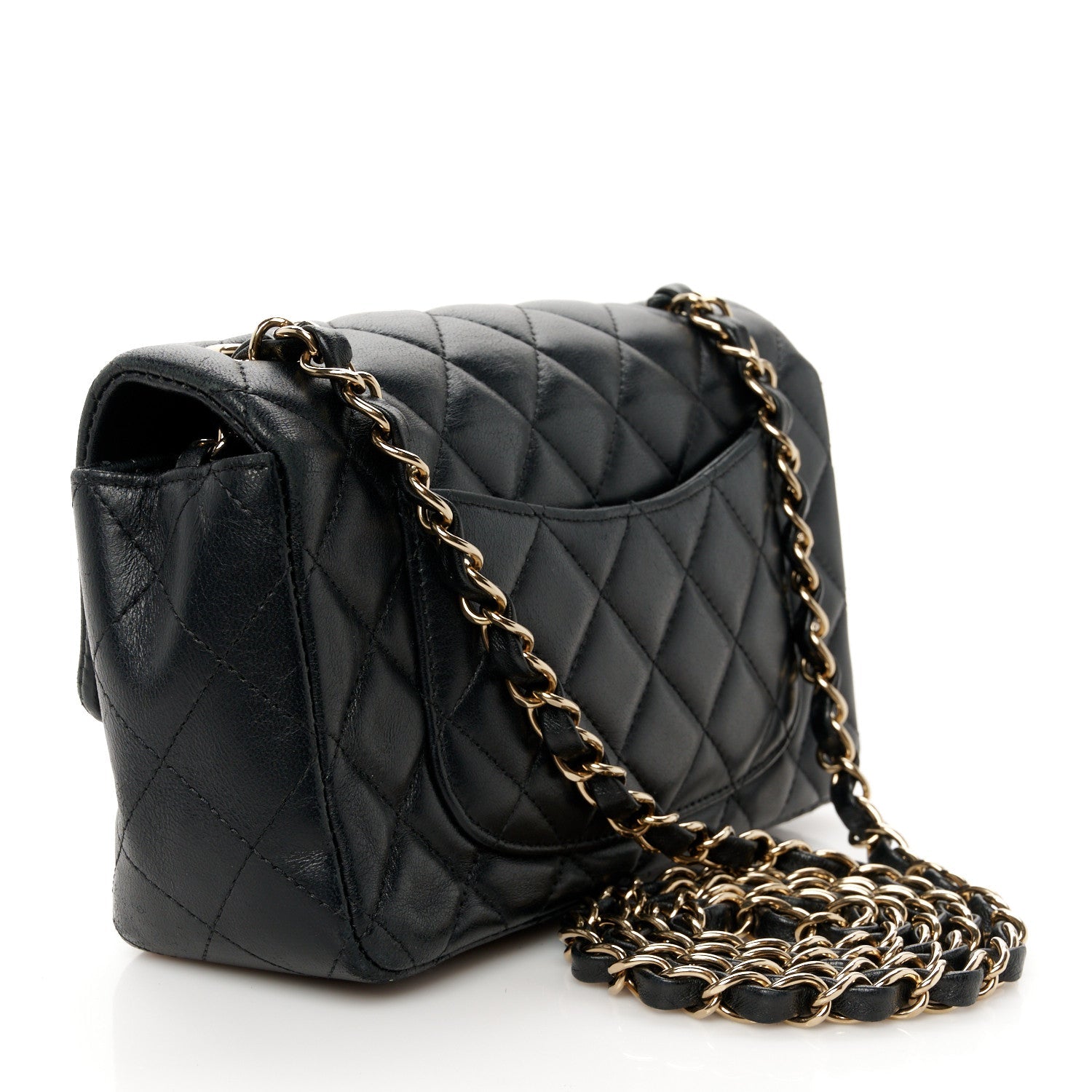 Lambskin Quilted Mini Rectangular Flap Black