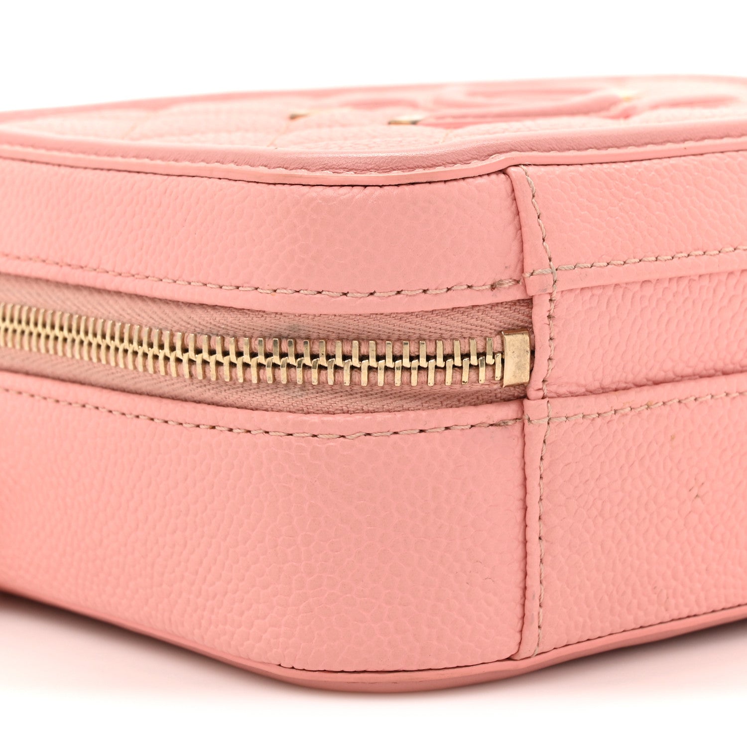 Caviar Quilted Small CC Filigree Vanity Case Rose Pink