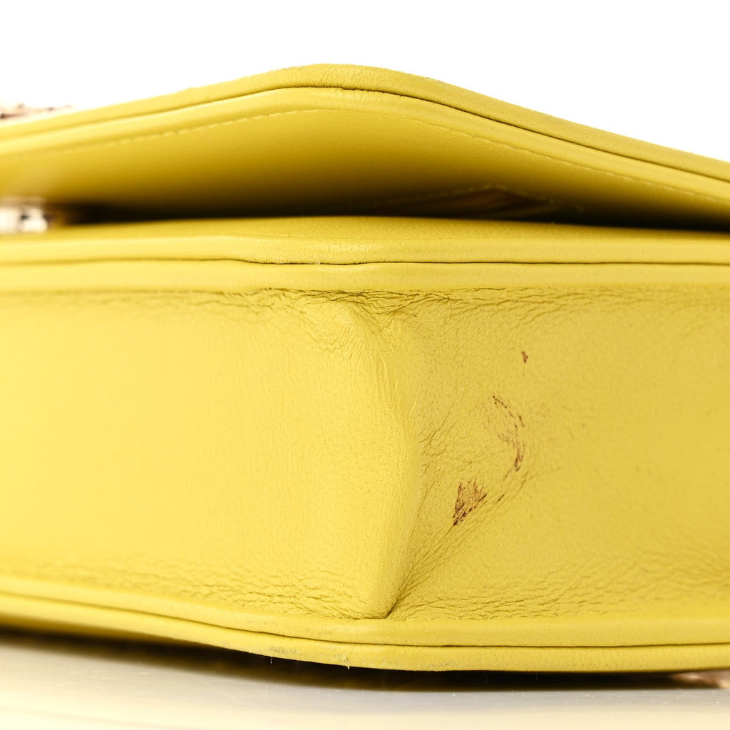 Lambskin Cotten Woven Boy Wallet On Chain WOC Yellow