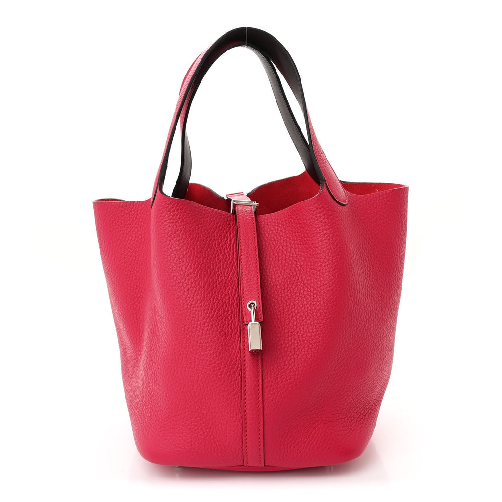 Taurillon Clemence Swift Eclat Picotin Lock 22 MM Framboise Rouge Sellier
