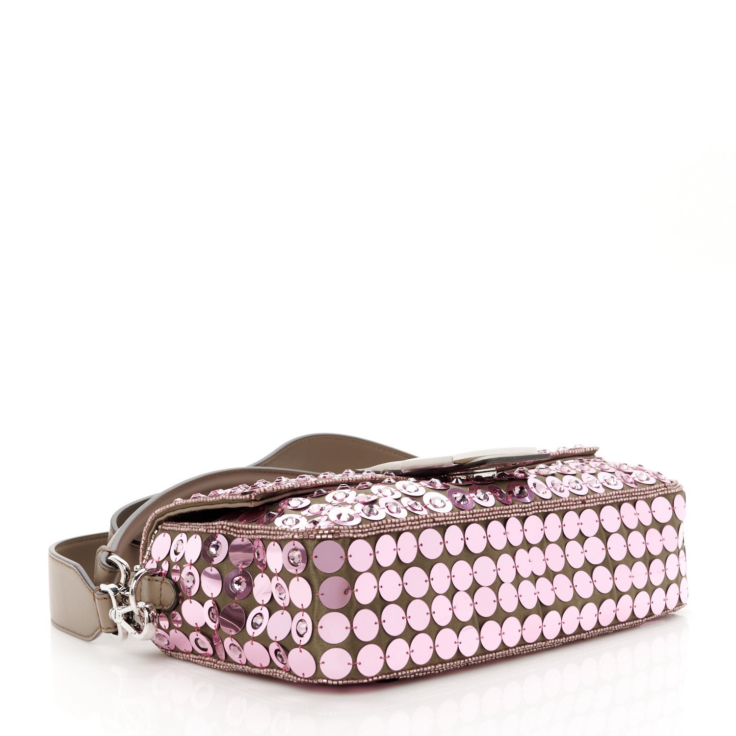 Ricamo Sequin Paillettes Strass Vitello Grace Baguette Rosa Tartufo