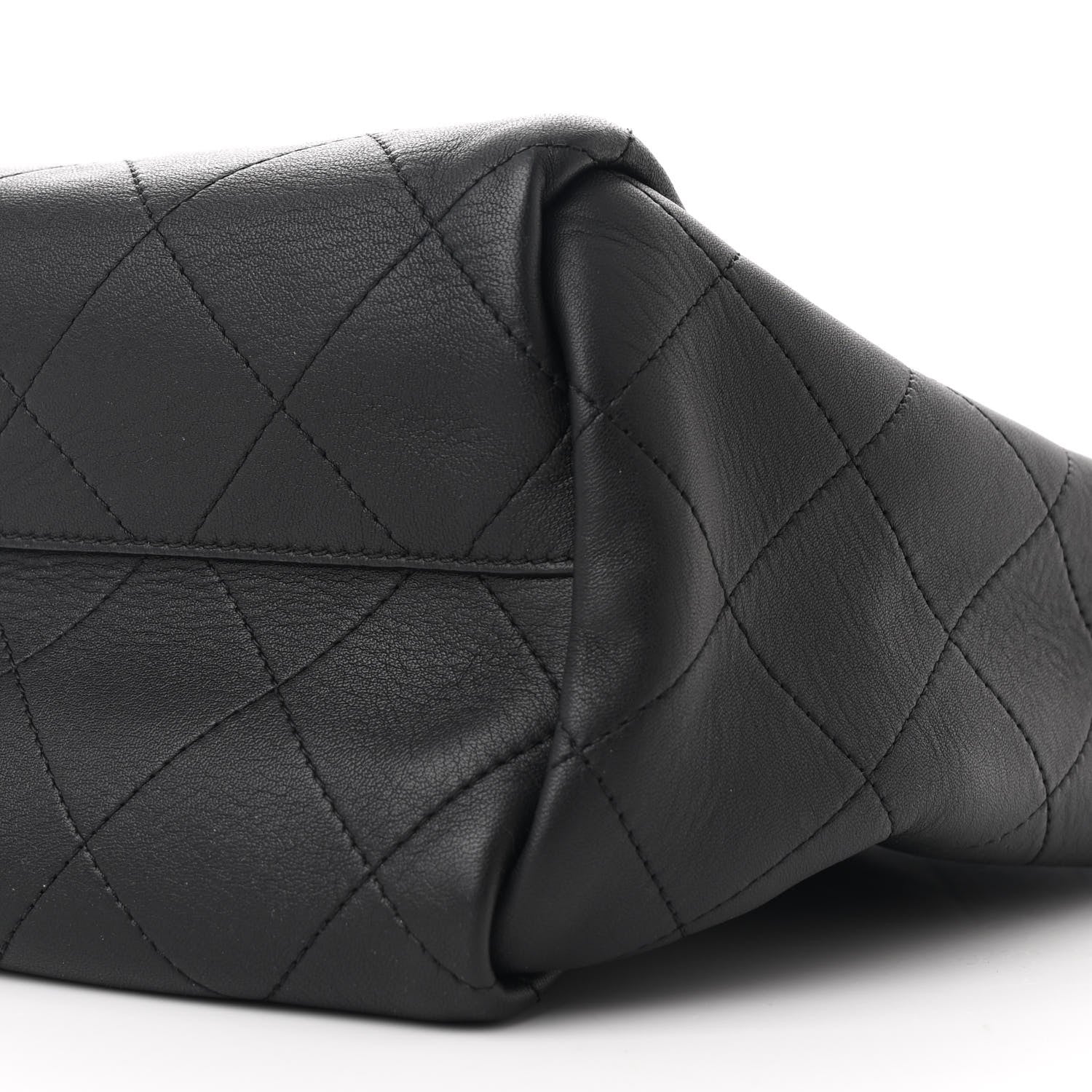 Caviar Stitched Large Lady Coco Shopping Tote Black