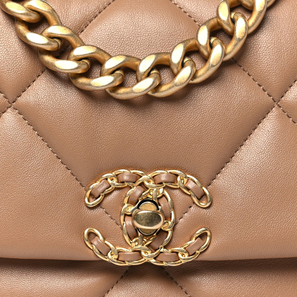 Lambskin Quilted Medium Chanel 19 Flap Brown