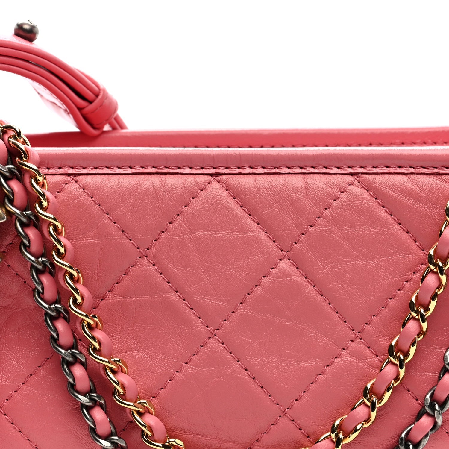 Aged Calfskin Quilted Small Gabrielle Logo Hobo Rose