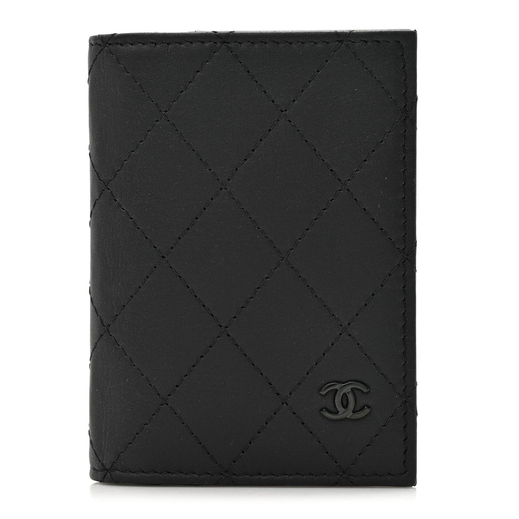 Grained Calfskin Quilted  Holder Wallet So Black