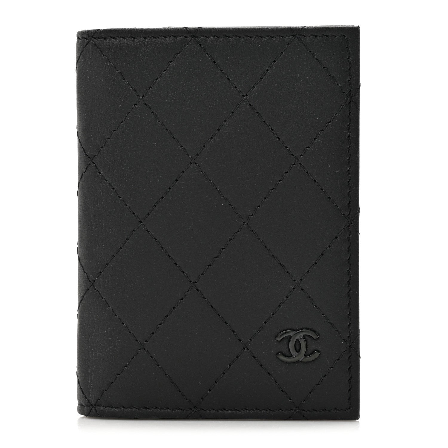 Grained Calfskin Quilted  Holder Wallet So Black
