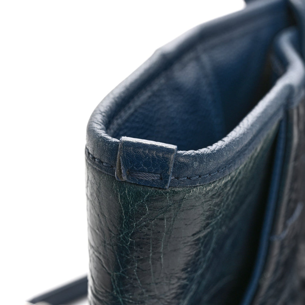 Glazed Calfskin Large Deauville Tote Blue