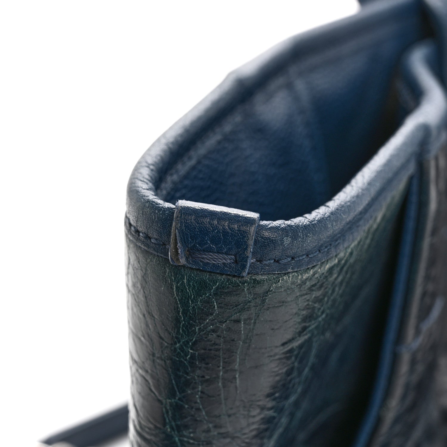 Glazed Calfskin Large Deauville Tote Blue
