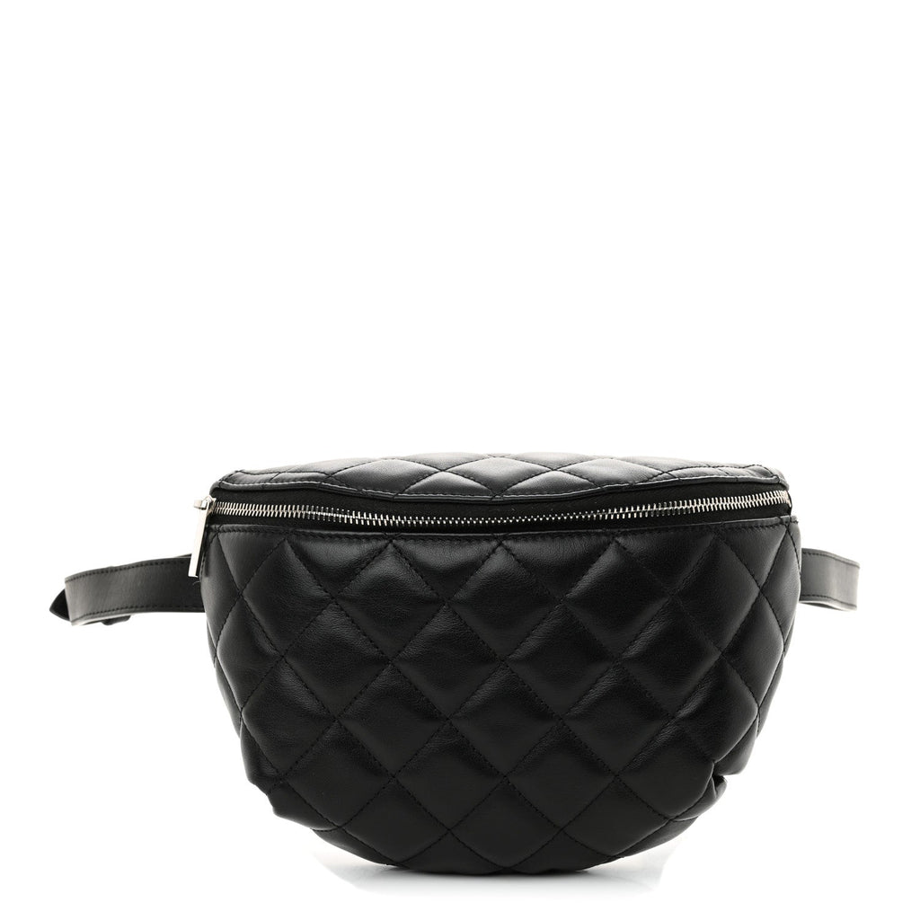 Calfskin Quilted Waist Belt Bag Black