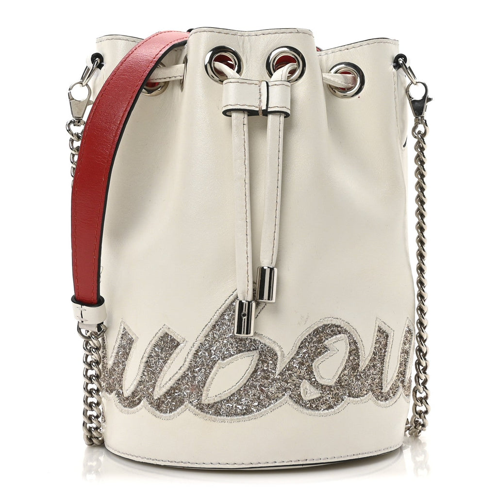 Calfskin Glitter Marie Jane Bucket White